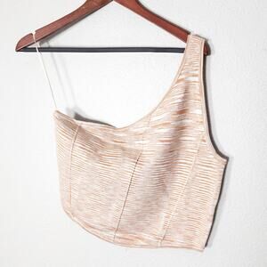 By Anthropologie Asymmetrical Knit Crop Top Neutral Size 1X Modern Balletcore